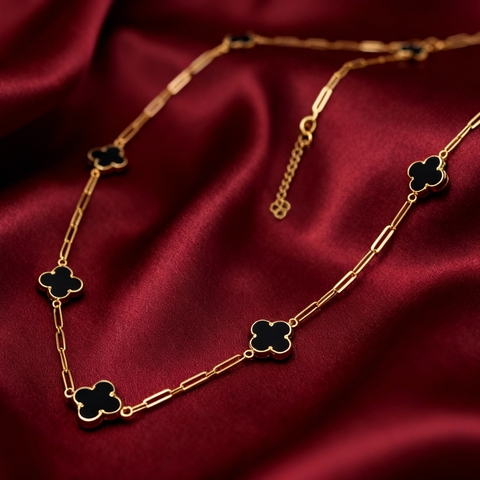 Dây chuyền paperclip Cỏ 4 lá mặt đá nhân tạo BN JEWELRY | 7 charm