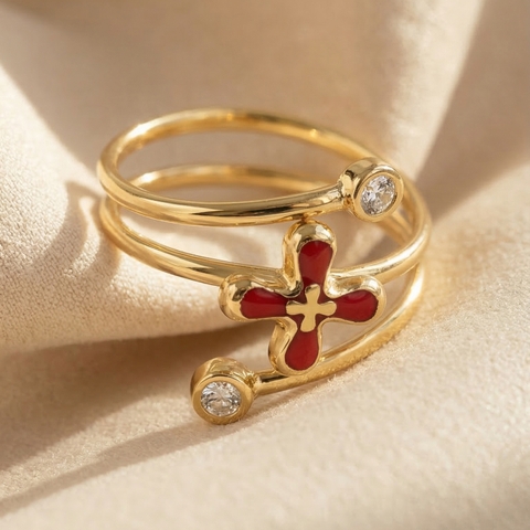 Nhẫn GF 14K thiết kế xoắn vòng middle Flora BN JEWELRY