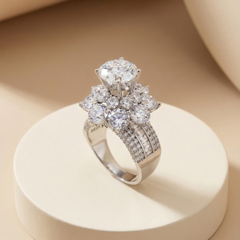 Nhẫn Platinum thiết kế Flower Daffney BN JEWELRY