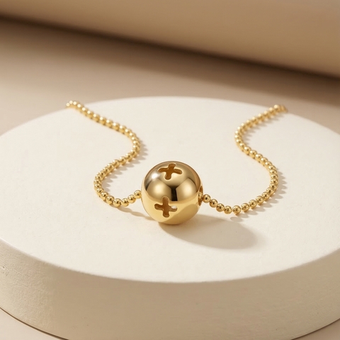 Mặt dây chuyền GF 14K charm tròn khắc hoa Flora BN JEWELRY