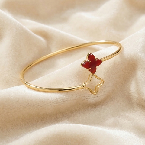 Vòng tay trơn khoá gài Mặt đá Polaris Frame BN JEWELRY (bản đá dày) - VKY1808_E