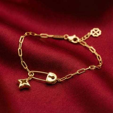 Lắc tay safety pin lock ngôi sao Polaris Frame bốn cánh BN JEWELRY