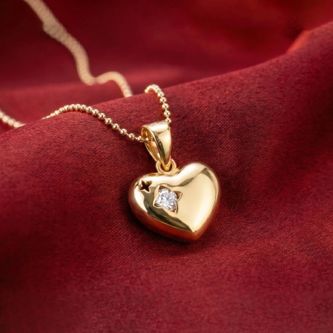 Mặt dây chuyền trái tim Fever Clove Heart đính đá moissanite BN JEWELRY