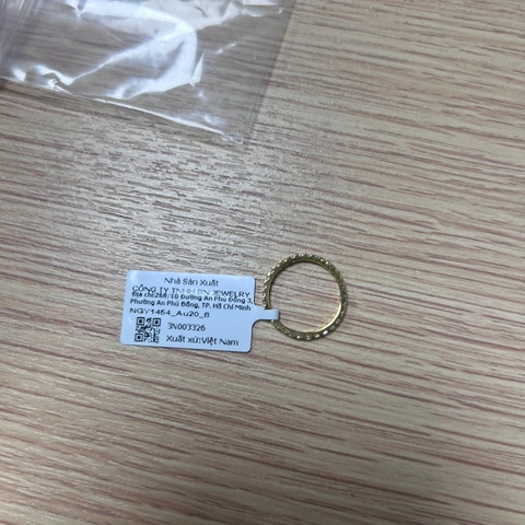 Nhẫn 20% vàng 24K thiết kế Pave Eternity BN JEWELRY - NGY1454~0.23 chỉ
