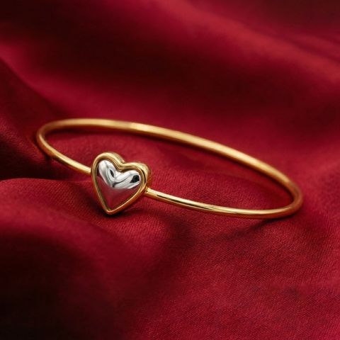 Vòng tay trơn khoá gài mặt trái tim BN JEWELRY