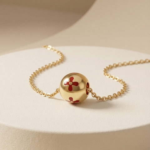 Mặt dây chuyền GF 14K charm tròn hoa Flora BN JEWELRY