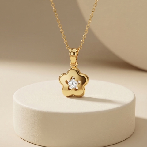 Mặt dây chuyền GF 14K thiết kế Bloomy đính đá moissanite BN JEWELRY