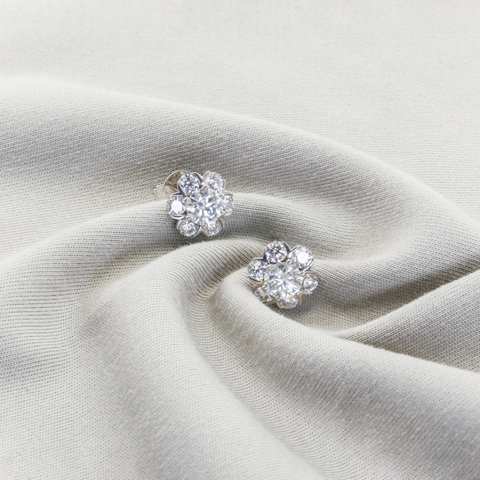 Bông tai Bạch kim Platinum 10% thiết kế Halo Studs đính đá BN JEWELRY - BDY2049_PT