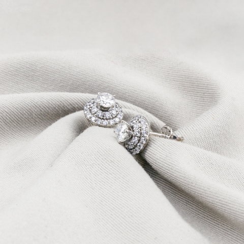 Bông tai Bạch kim Platinum 10% thiết kế halo đính đá moissanite BN JEWELRY | đá 4.0 ly - BDY2257_PT