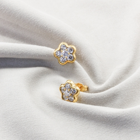 Bông tai Gold Filled 14K 1/20 &nbsp;hoa năm cánh The Blossom Aura đính đá BN JEWELRY | đá 3.0 ly - BDY2386_E