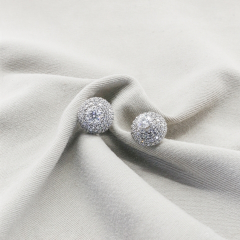 Bông tai Bạch kim Platinum 10% nụ thiết kế hình vương miện đính đá moissanite BN JEWELRY | đá 4.0 ly - BDY2415_PTE