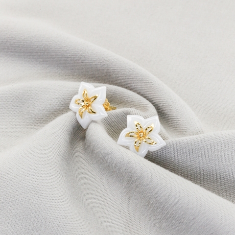 Bông tai Gold Filled 14K 1/20 hoa sứ trắng BN JEWELRY - BDY2453_E