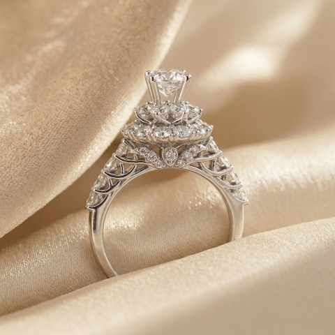 Nhẫn Platinum thiết kế Pave Halo Duo Daffney BN JEWELRY | 5.5 ly