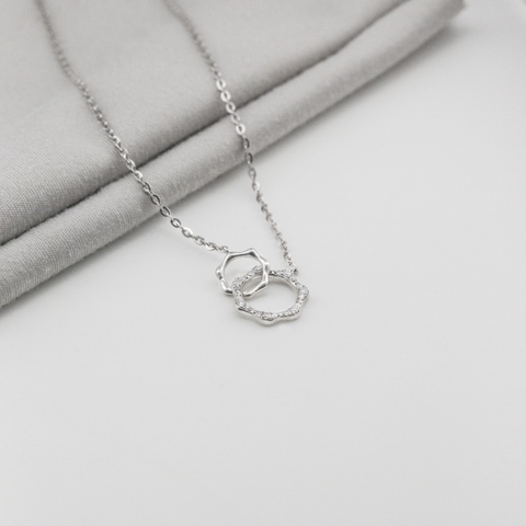 Dây chuyền Bạch kim Platinum 10% thiết kế vòng tròn kép nạm đá BN JEWELRY - DKY2361_K_PT