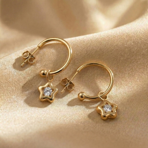 Bông tai GF 14K thiết kế Hoop Star-Dangle BN JEWELRY | BDY2378_E