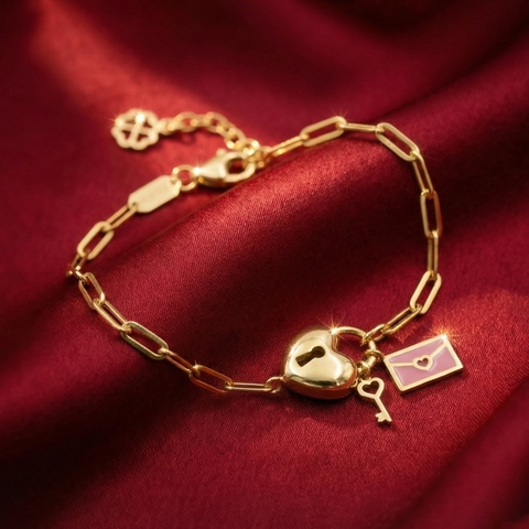 Lắc tay dây rút safety pin lock lá thư BN JEWELRY