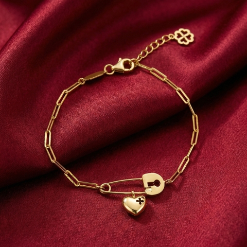 Lắc tay safety pin lock trái tim Fever Heart BN JEWELRY