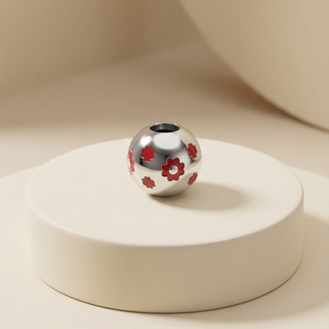 Mặt dây chuyền GF 14K thiết kế charm bi hoa 4 cánh đôi mini BN JEWELRY | PK488_E