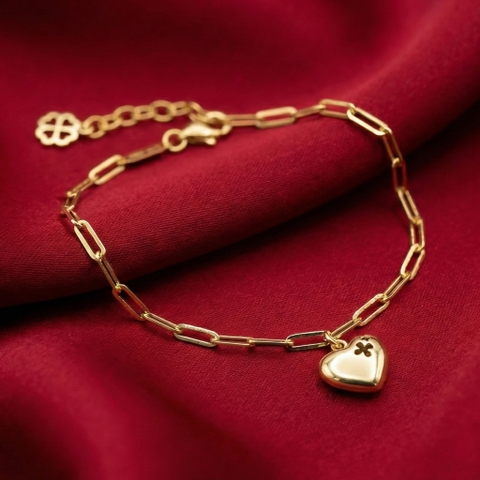 Lắc tay mắt paperclip mặt trái tim BN JEWELRY (1 mặt)