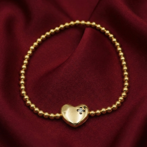 Lắc tay mắt bi trái tim đính đá moissanite BN JEWELRY