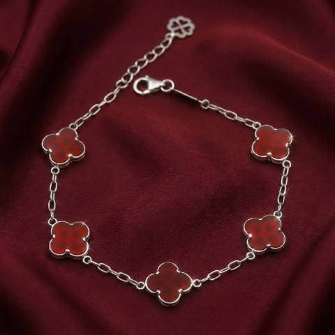 Lắc tay mặt cỏ 4 lá đính đá BN JEWELRY |5 charm 10 ly