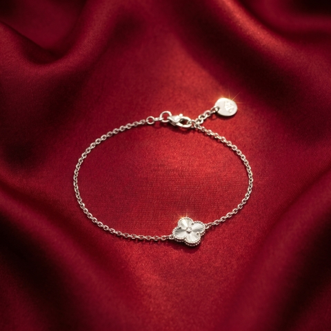 Lắc tay Bạch kim Platinum 10% vân ánh kim cỏ 4 lá viền bi BN JEWELRY - LTY1791_PT