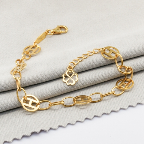 Lắc tay Gold Filled 14K 1/20 thiết kế mắt xích tròn lồng chữ H cách điệu BN JEWELRY - LTY1871_E