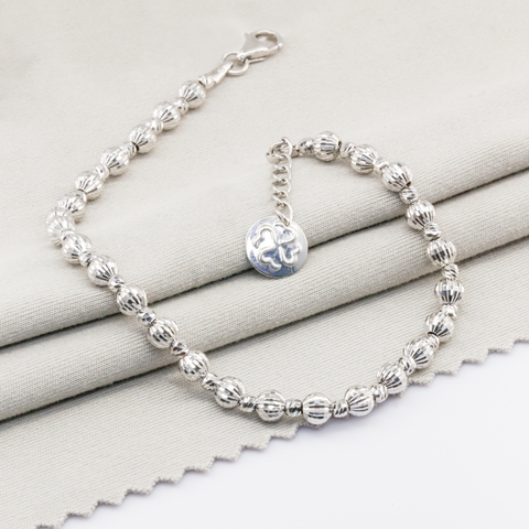 Lắc tay Bạch kim Platinum 10% bi châu phối BN JEWELRY | bản 2.5 ly 4.0 ly - LTYCHAU2.5_4_PT