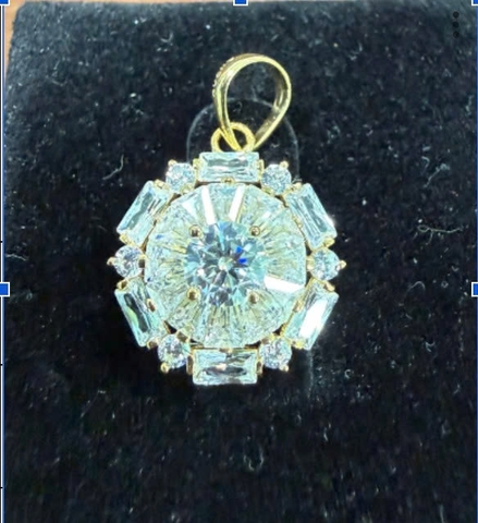 Mặt dây chuyền Halo Baguette Sunburst BN JEWELRY | MDY1491_Au20 (Công chế tác hoàn thiện)~0.246 chỉ