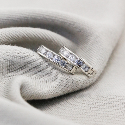 Bông tai Gold Filled 14K 1/20 Huggie tròn nạm đá BN JEWELRY - BGY1126_E