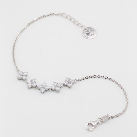 Lắc tay Bạch kim Platinum thiết kế ngũ hoa Bloom đính đá BN JEWELRY - LTY1576_PT