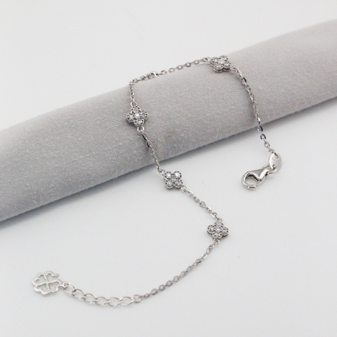 Lắc tay Bạch kim Platinum thiết kế ngũ hoa Tiny Bloom đính đá BN JEWELRY - LTY1041_PT