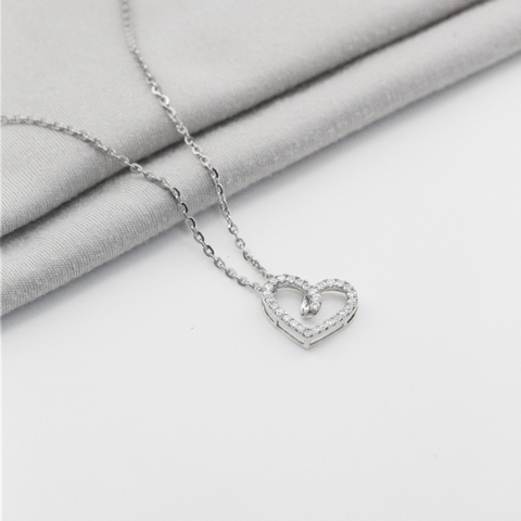 Dây chuyền Bạch kim Platinum thiết kế trái tim cách điệu nạm đá BN JEWELRY - DKY2446_PT