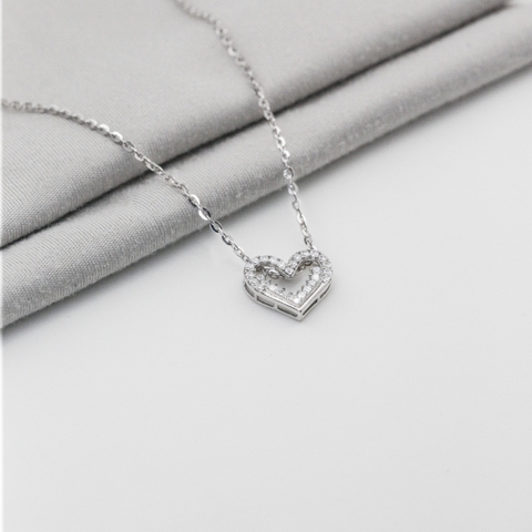 Dây chuyền Bạch kim Platinum thiết kế hình trái tim nạm đá BN JEWELRY - DKY2392_PT