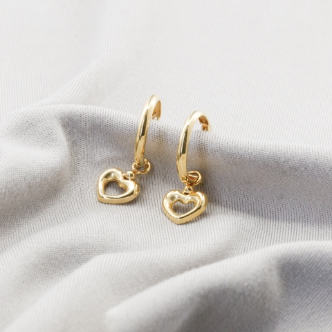 Bông tai Gold Filled 14K 1/20 khoen tròn mặt trái tim BN JEWELRY - BTY2396_E