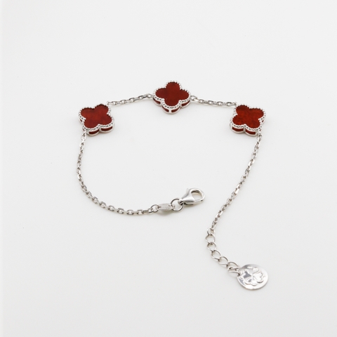 Lắc tay Gold Filled 14K 1/20 cỏ 4 lá đỏ đen viền bi 3 Charm BN JEWELRY | bản 10 ly - LTY1880_PT
