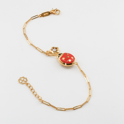 Lắc tay Gold Filled 14K 1/20 paperclip chain mặt bọ cánh cam đỏ BN JEWELRY - LTY1841_E