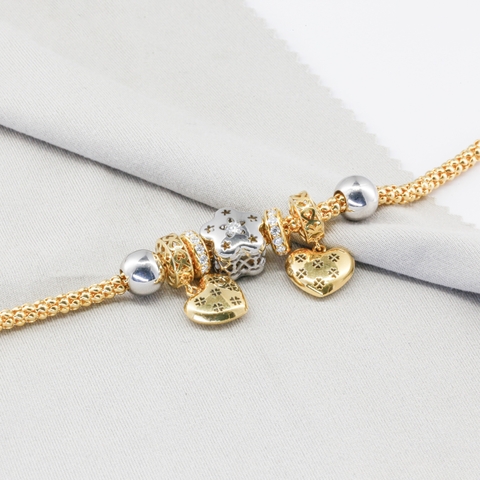 Lắc tay Gold Filled 14K 1/20 vảy cá style custom charm hai màu BN JEWELRY | đá 3 ly - VKY1814_E