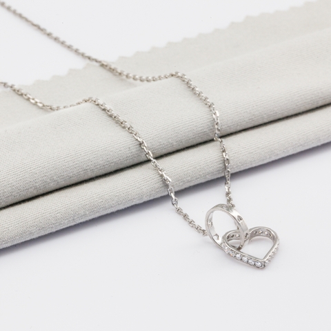 Dây chuyền Bạch kim Platinum 10% vòng tròn lồng trái tim BN JEWELRY - DKY2423_PT