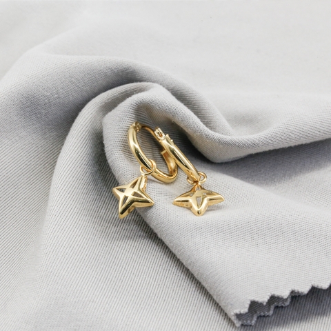 Bông tai Gold Filled 14K 1/20 khoen tròn charm treo trái tim BN JEWELRY - BTY2397_E