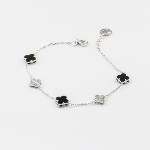 Lắc tay Bạch kim Platinum 10% vân ánh kim xen kẽ cỏ 4 lá mặt đá BN JEWELRY | bản 8 ly - LTY1442_PT