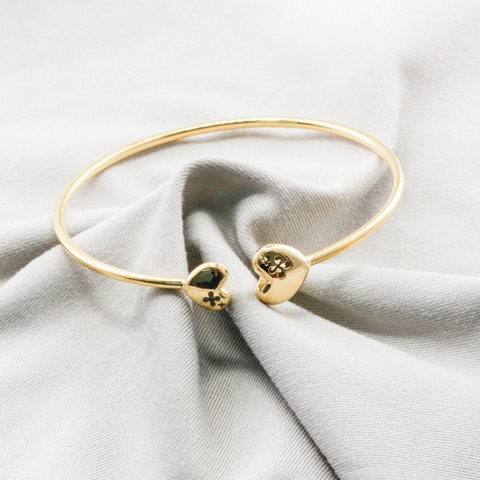 Vòng tay Gold Filled 14K 1/20 kiểu dáng hở hai trái tim BN JEWELRY - VKY1832_E