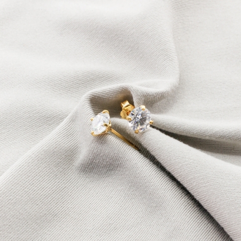 Bông tai Gold Filled 14K 1/20 Solitaire nụ đá moissanite BN JEWELRY | bản 6.0 ly - BDY2409_E