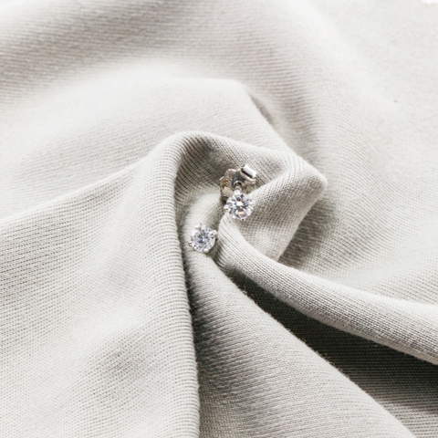 Bông tai Bạch kim Platinum 7% Solitaire nụ đá moissanite BN JEWELRY | bản 3.0 ly - BDY2411_PT