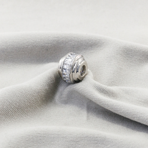 Mặt dây chuyền Bạch kim Platinum 10% hạt charm trắng thiết kế trụ xoáy BN JEWELRY - MDY1614_PT