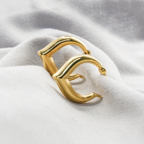 Bông tai Gold Filled 14K 1/20 khoen tròn thiết kế chữ V trơn BN JEWELRY - OT4558_E