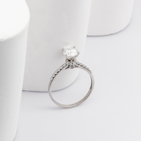 Bông tai Bạch kim Platinum 10% Solitaire nụ đá moissanite BN JEWELRY | đá 5.0 ly - BDY2408_PT_V