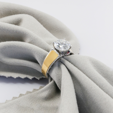 Nhẫn Bạch kim Platinum 10% Solitaire phối màu đính đá moissanite BN JEWELRY | đá 8.0 ly - NGY1866_PTE