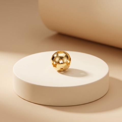 Mặt dây chuyền Gold Filled 14K 1/20 charm bi khắc laser hoa 5 cánh BN JEWELRY | bản 9 ly - PK493_E