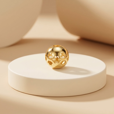 Mặt dây chuyền Gold Filled 14K 1/20 charm bi khắc laser hoa 3 cánh cắt rỗng BN JEWELRY | bản 10 ly - PK497_E